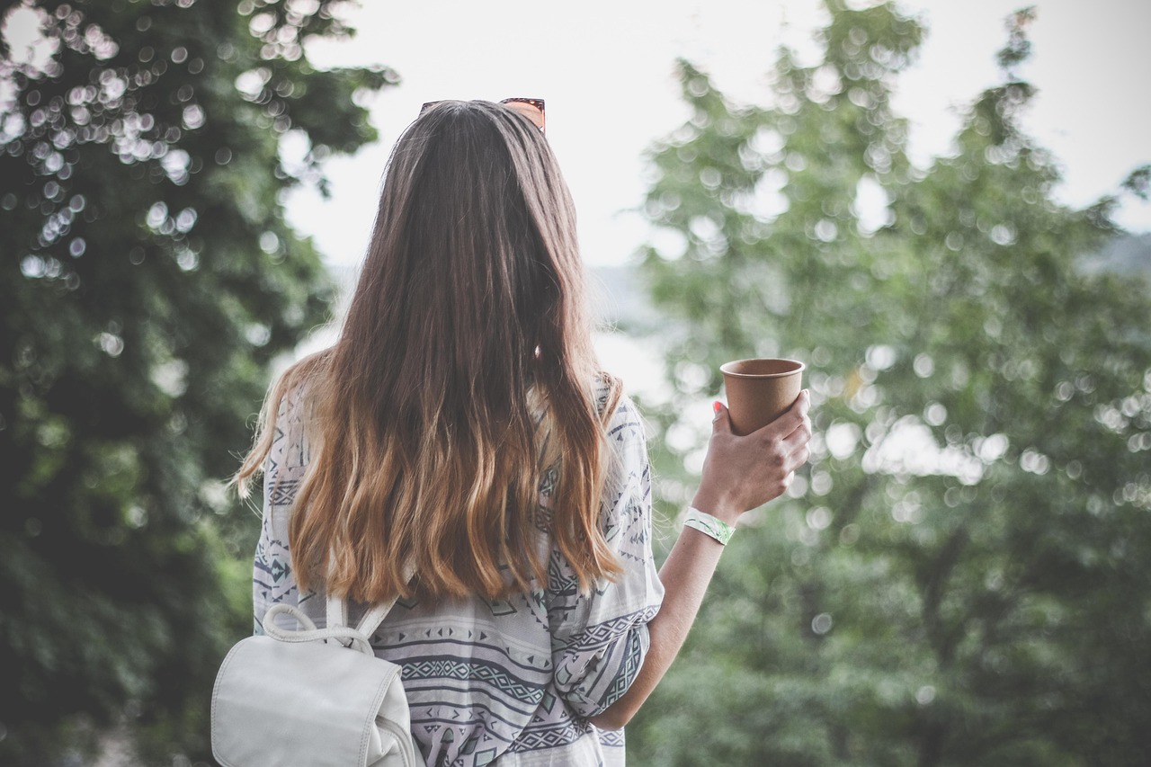 adult, back view, coffee, woman, brunette, backpack, cup, coffee cup, fashion, female, hair, long hair, outdoors, park, travel, traveller, travelling, young, coffee, coffee, coffee, coffee, hair, hair, hair, hair, hair, long hair, travel